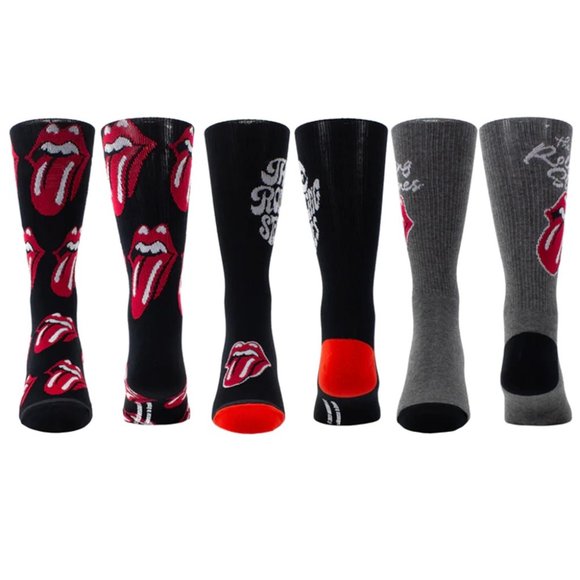 Perri's Socks The Rolling Stones Assorted Crew Socks 3 Pair - RSC371-077 - Picture 2 of 3